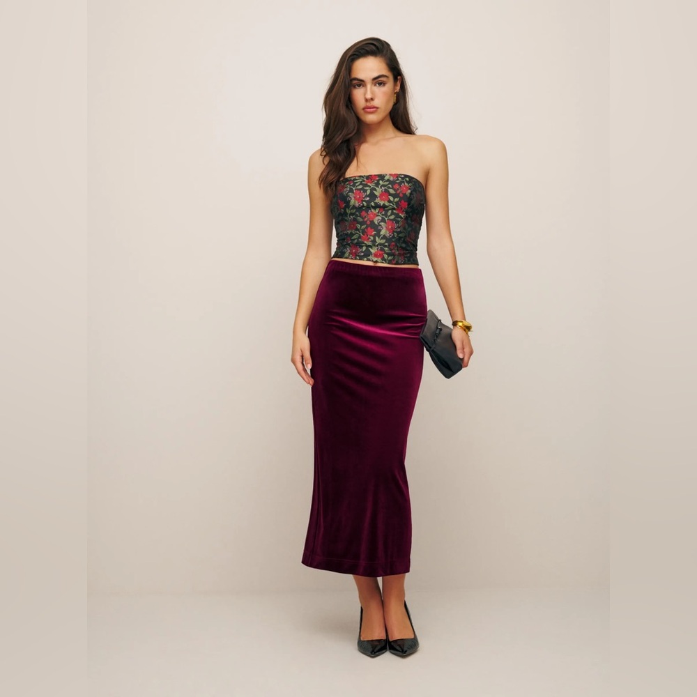 Reformation Chianti Velvet Skirt